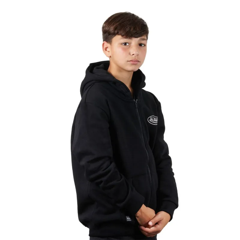 SLIMAN Black Zip-Up Hoodie for Kids - Vondutch