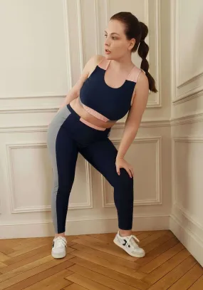 Sport Leggings Blue-Grey-Pink - MARION Navy Blue-Grey/Purple-Pink Size 48/50