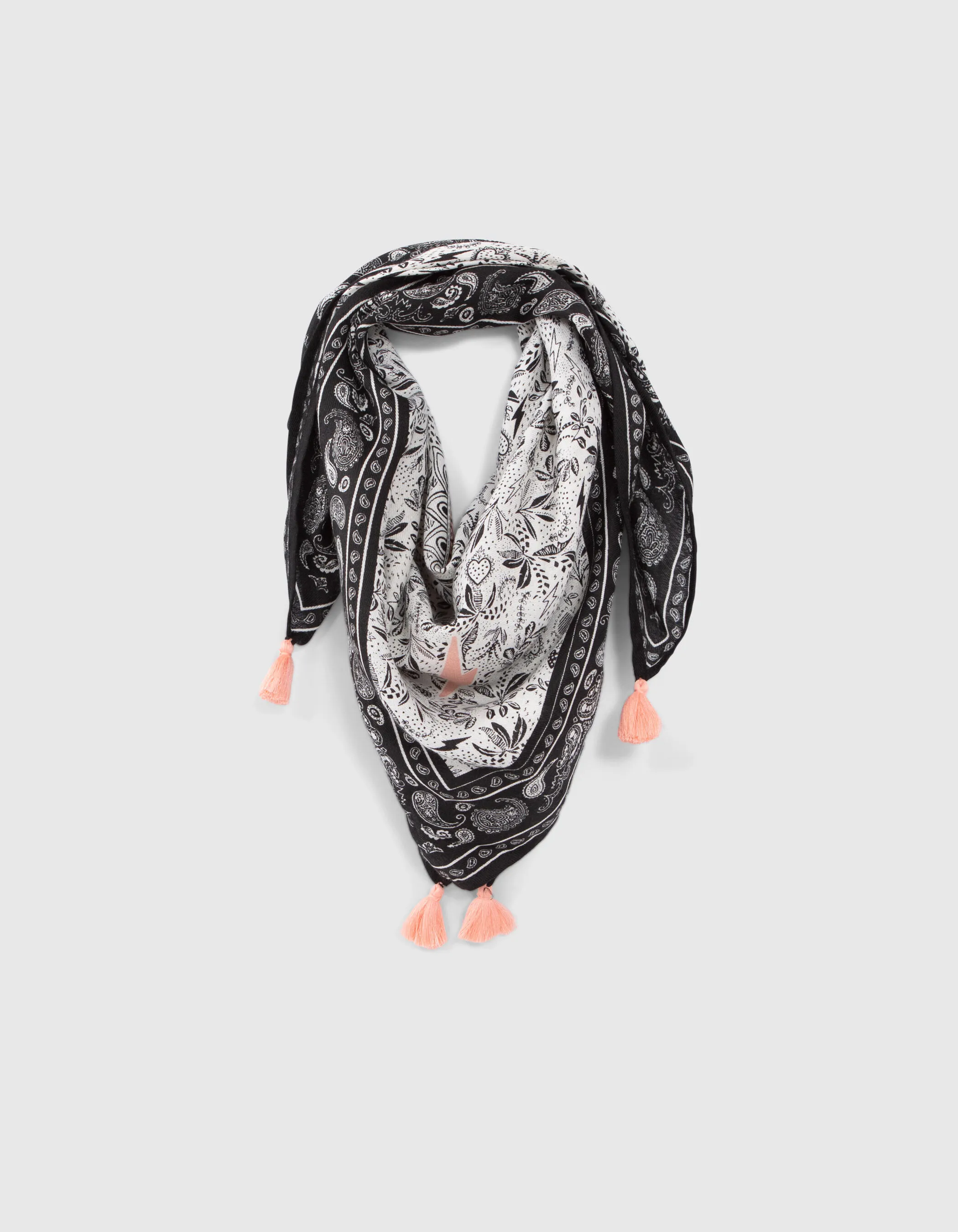 Square black jungle rock print girl scarf