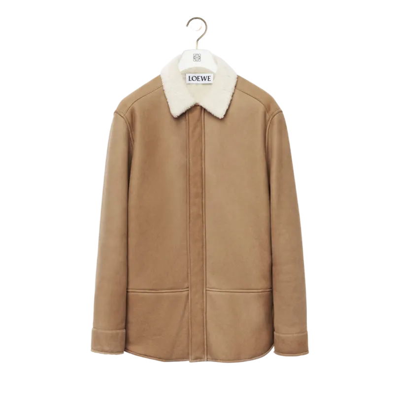 Surchemise peau lainée shearling champagne beige