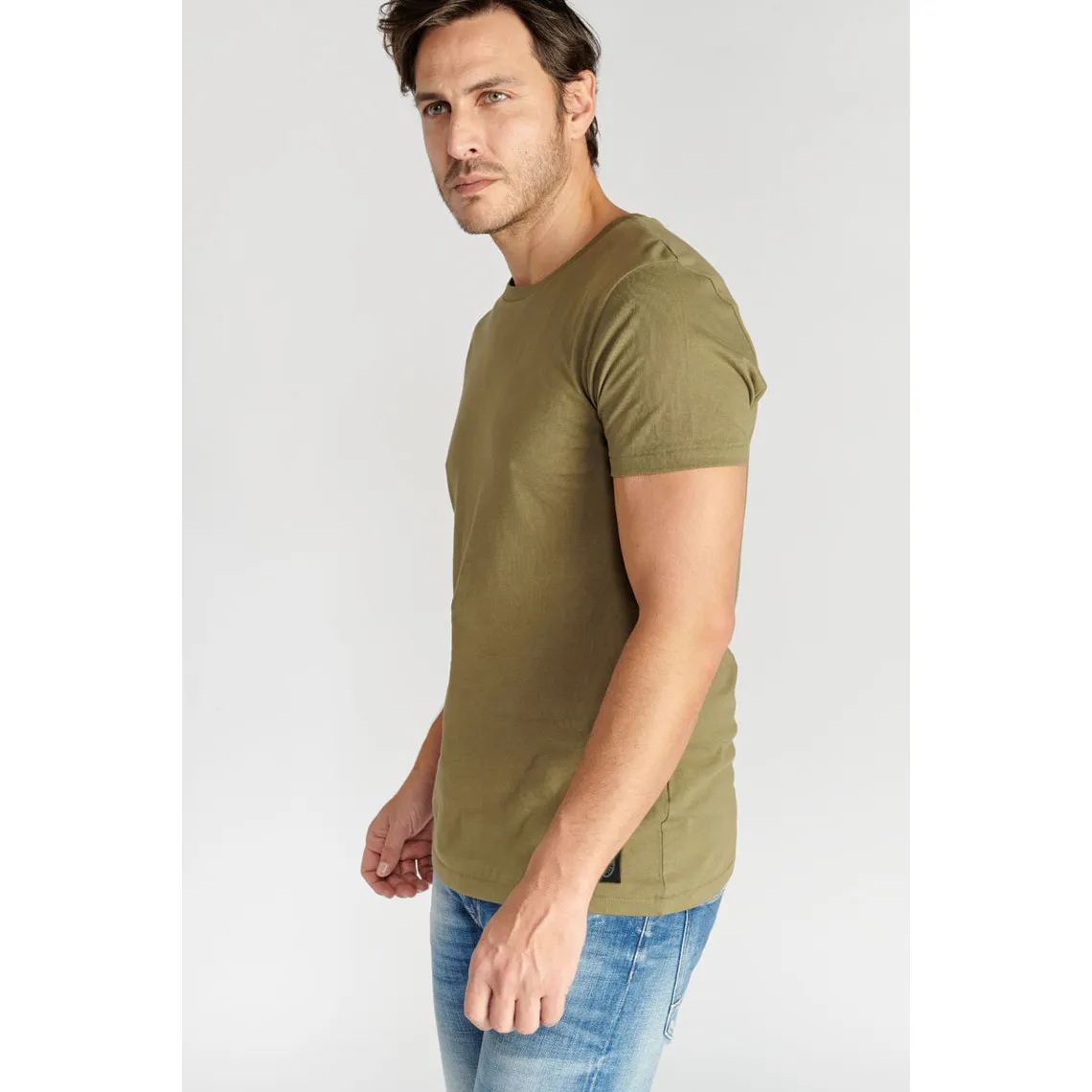 Brown Khaki Green Cotton T-shirt by Le Temps des Cerises - Men's T-shirt / Polo on MenCorner