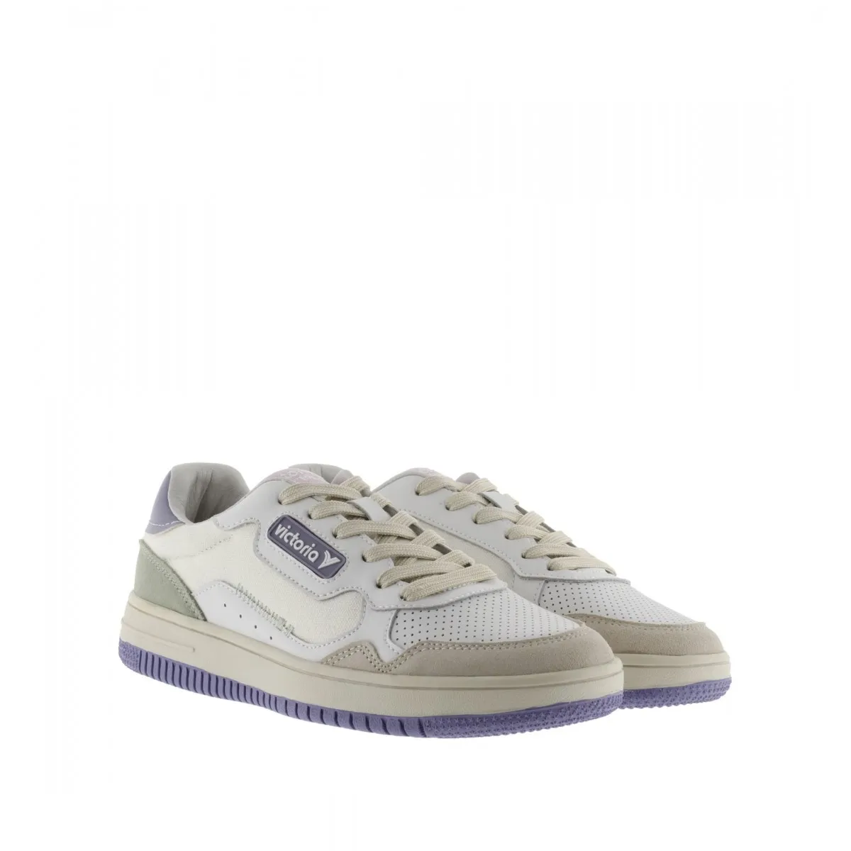 Victoria - Baskets vintage blanches et lilas unisexes
