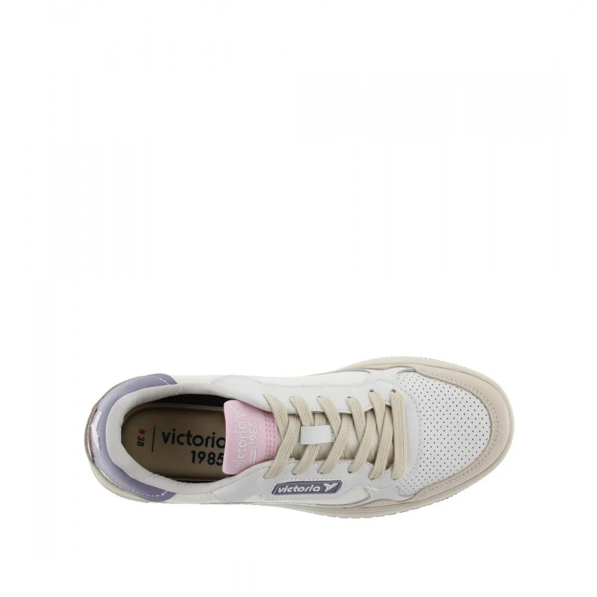 Victoria - Baskets vintage blanches et lilas unisexes