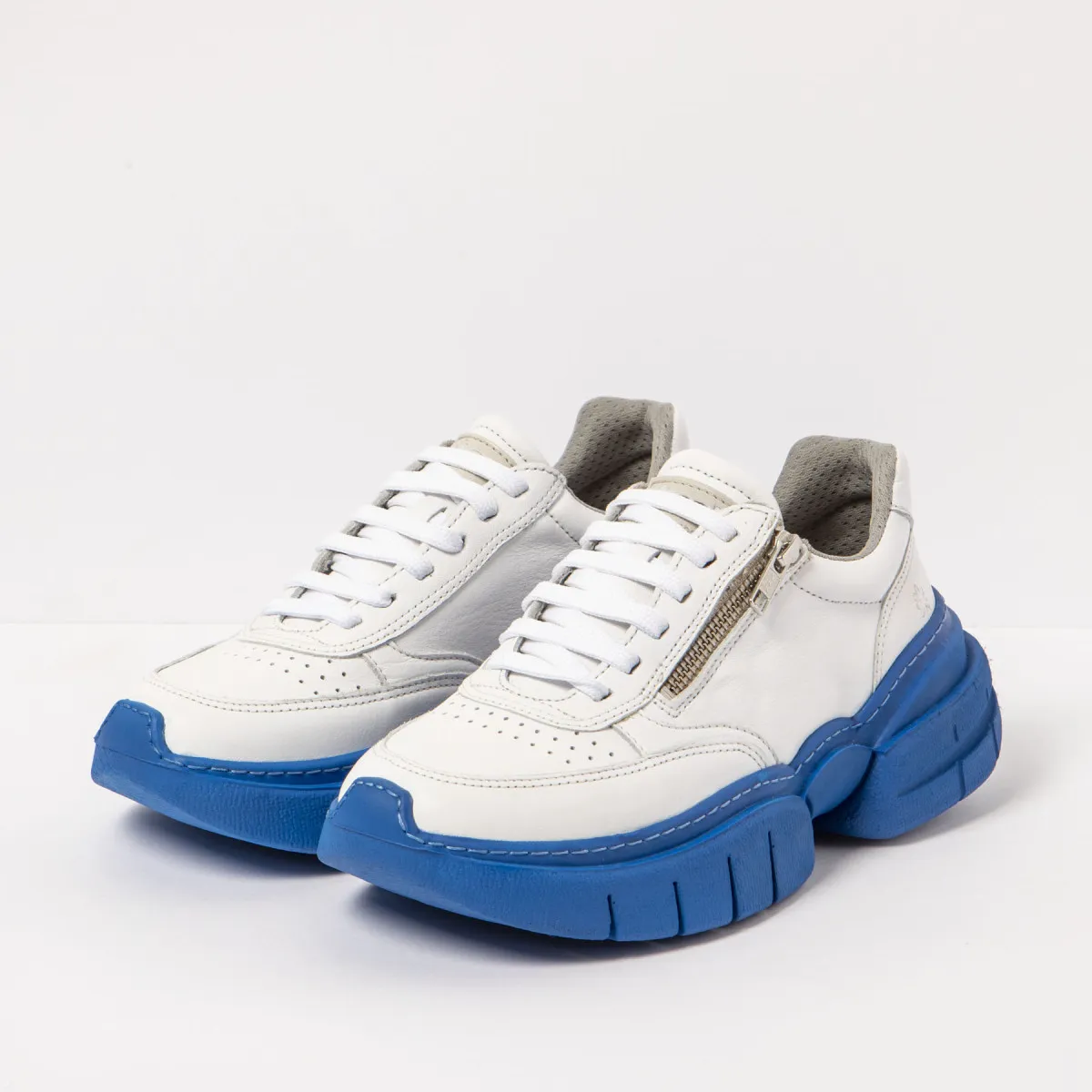 Vintage White Zip Leather Sneakers