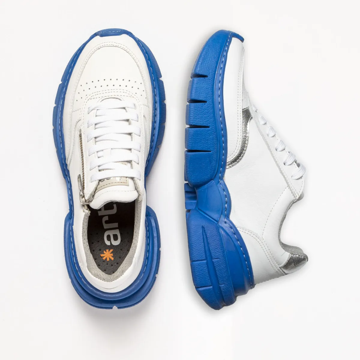 Vintage White Zip Leather Sneakers