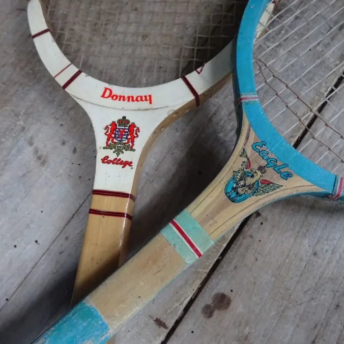 Vintage wooden tennis racket pair - The Palace of Oddities.